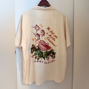 SOLD…..NOT FOR SALE ***Tom Bahama Hawaiian Silk We Fish You Marlin Christm MenXL
